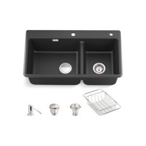 【格蘭登】美國 KOHLER Cairn Neoroc 花崗岩雙槽 上嵌／下嵌 K-27815T-2HD-UM1  限時優惠~2025/12/31