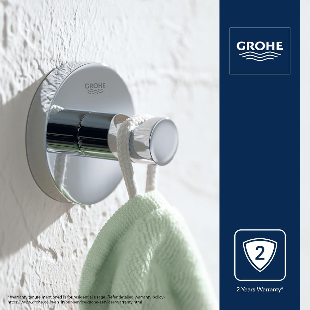 GROHE 40364001 Essentials 系列金属墙面挂钩，镀铬饰面