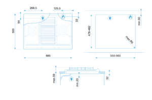 SMEG 美學瓦斯爐(雙口爐) SRV572XGCTW尺寸圖