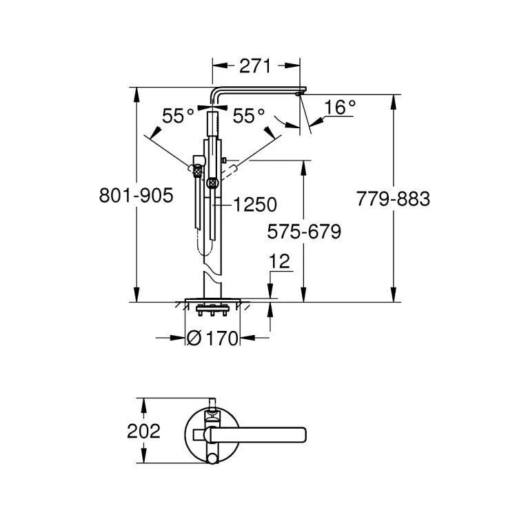 GROHE Lineare 立式浴缸龍頭組 鉻色 23792001
