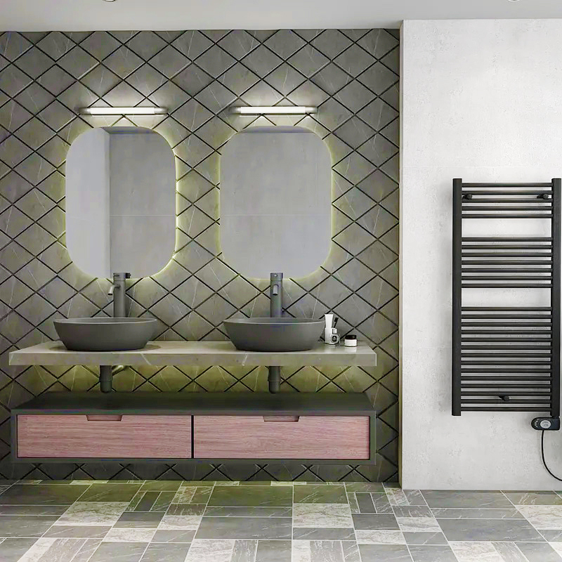 Zehnder Aura 電熱毛巾桿 霧黑色 1226x500mm