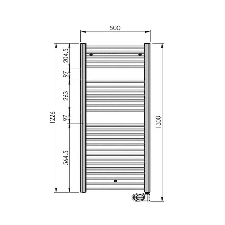 Zehnder Aura 電熱毛巾桿 霧黑色 1226x500mm